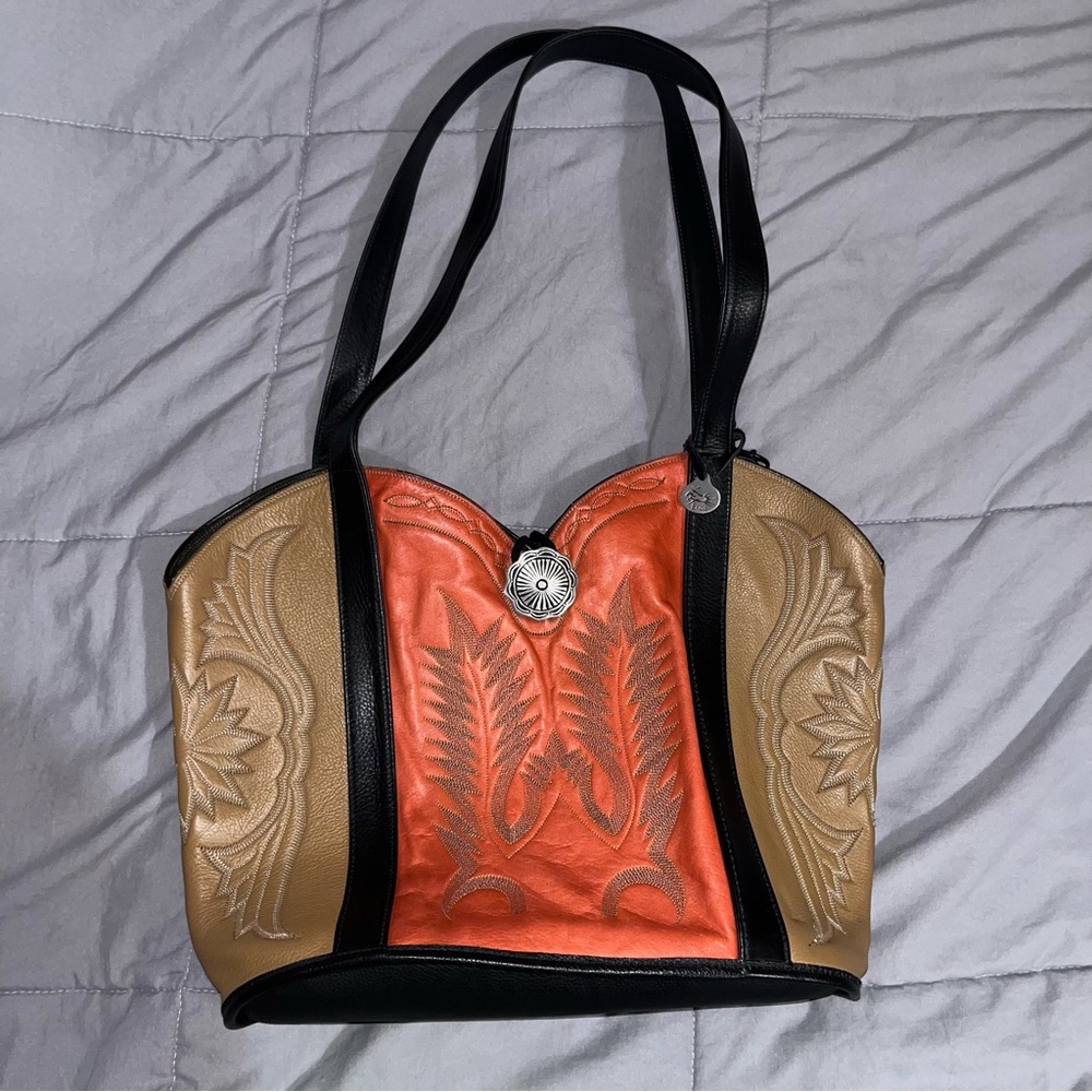 Erda Western Cowboy Boot Leather Tote Purse